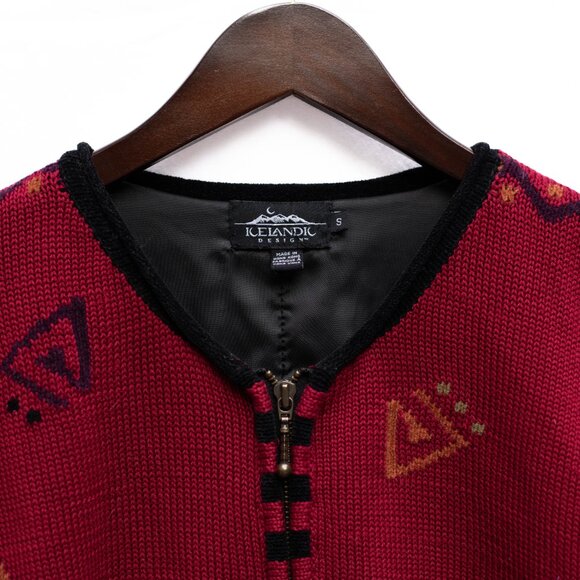 Y2K Cat Cardigan 🐱 Vintage Icelandic Design 2001 Zip Sweater Roll Neck Women’s - Picture 4 of 9